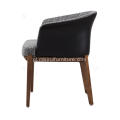 Szara bawełniana lniana i skórzana designerska pojedyncze krzesła